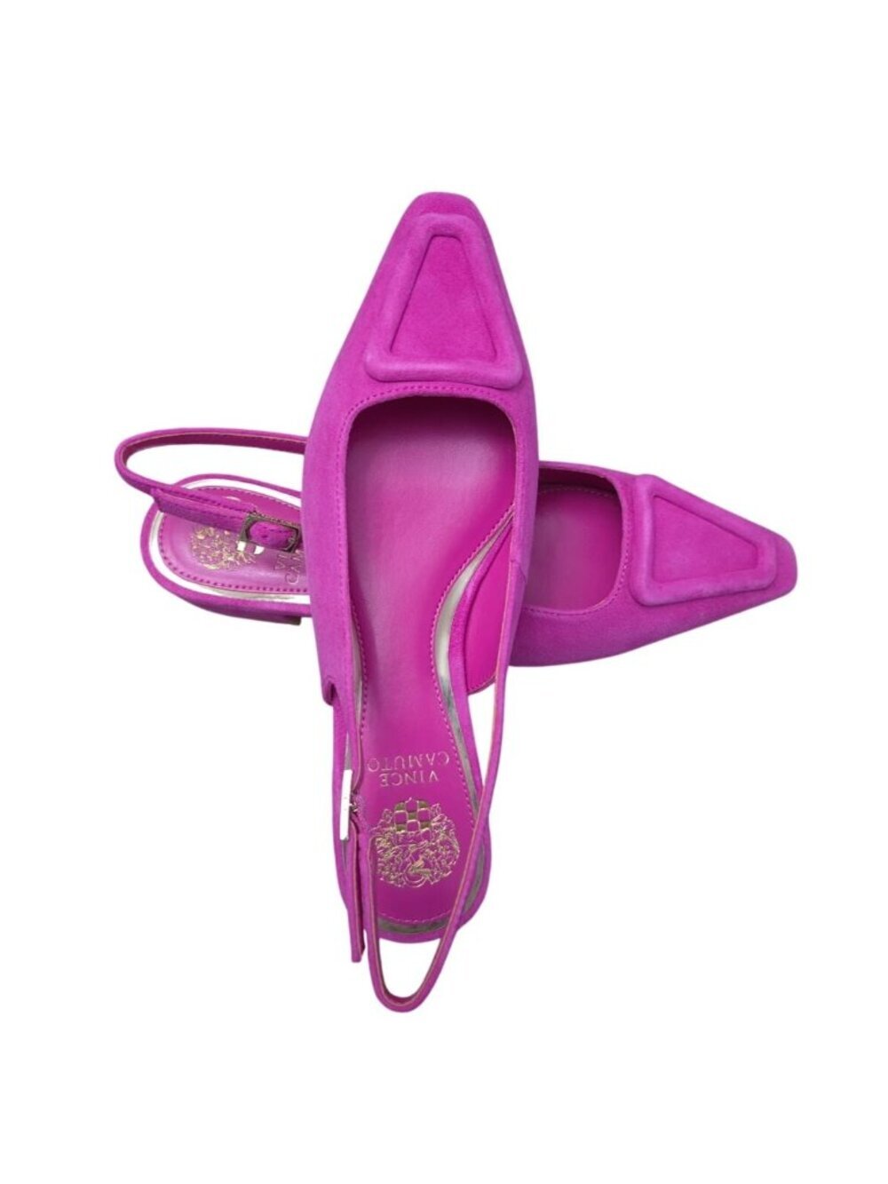 Vince Camuto Fuchsia Suede Slingback Flats Womens 7W Pointed Toe New In Box.